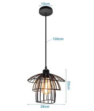 Retro Industriële Hanglamp – Zwart Ijzer E27 Geometrisch Design
