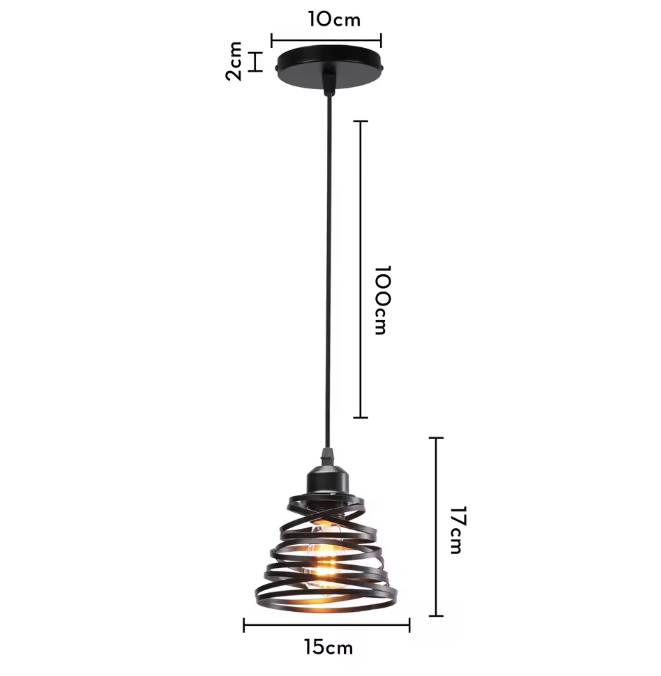Retro Industriële Hanglamp – Zwart Ijzer E27 Geometrisch Design