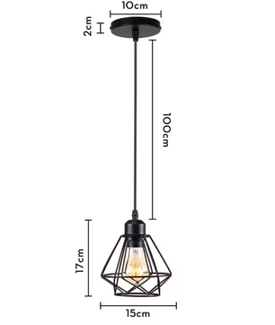 Retro Industriële Hanglamp – Zwart Ijzer E27 Geometrisch Design