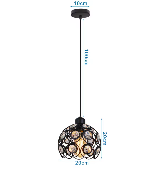 Retro Industriële Hanglamp – Zwart Ijzer E27 Geometrisch Design