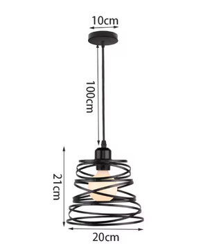 Retro Industriële Hanglamp – Zwart Ijzer E27 Geometrisch Design