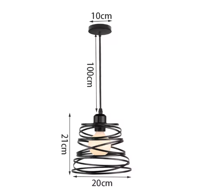 Retro Industriële Hanglamp – Zwart Ijzer E27 Geometrisch Design