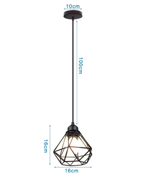 Retro Industriële Hanglamp – Zwart Ijzer E27 Geometrisch Design