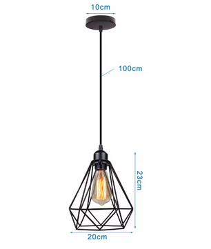 Retro Industriële Hanglamp – Zwart Ijzer E27 Geometrisch Design