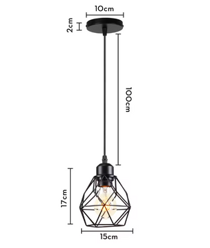 Retro Industriële Hanglamp – Zwart Ijzer E27 Geometrisch Design