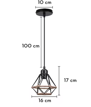 Retro Industriële Hanglamp – Zwart Ijzer E27 Geometrisch Design