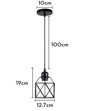 Retro Industriële Hanglamp – Zwart Ijzer E27 Geometrisch Design