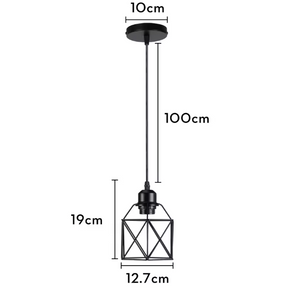 Retro Industriële Hanglamp – Zwart Ijzer E27 Geometrisch Design