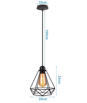 Retro Industriële Hanglamp – Zwart Ijzer E27 Geometrisch Design