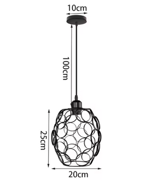 Retro Industriële Hanglamp – Zwart Ijzer E27 Geometrisch Design
