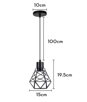 Retro Industriële Hanglamp – Zwart Ijzer E27 Geometrisch Design