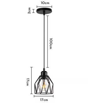 Retro Industriële Hanglamp – Zwart Ijzer E27 Geometrisch Design