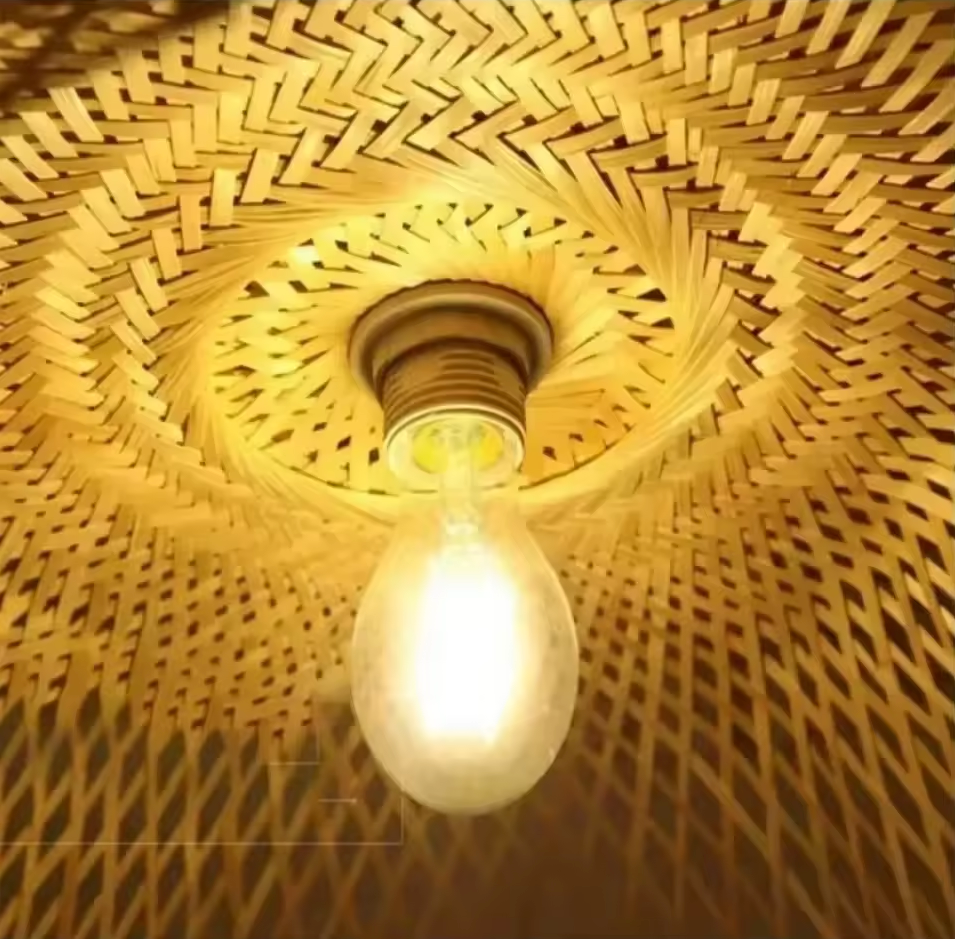 Boho Vintage Handgemaakte Rotan Hanglamp – Natuurlijke Look