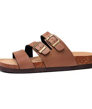 KIDMI Drie Bandjes Sandalen van Kurk en PVC-leer