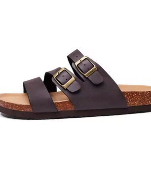 KIDMI Drie Bandjes Sandalen van Kurk en PVC-leer