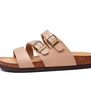 KIDMI Drie Bandjes Sandalen van Kurk en PVC-leer