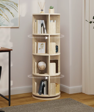Roterende Boekenkast met 4 Niveaus  – Kast met Draaimechanisme