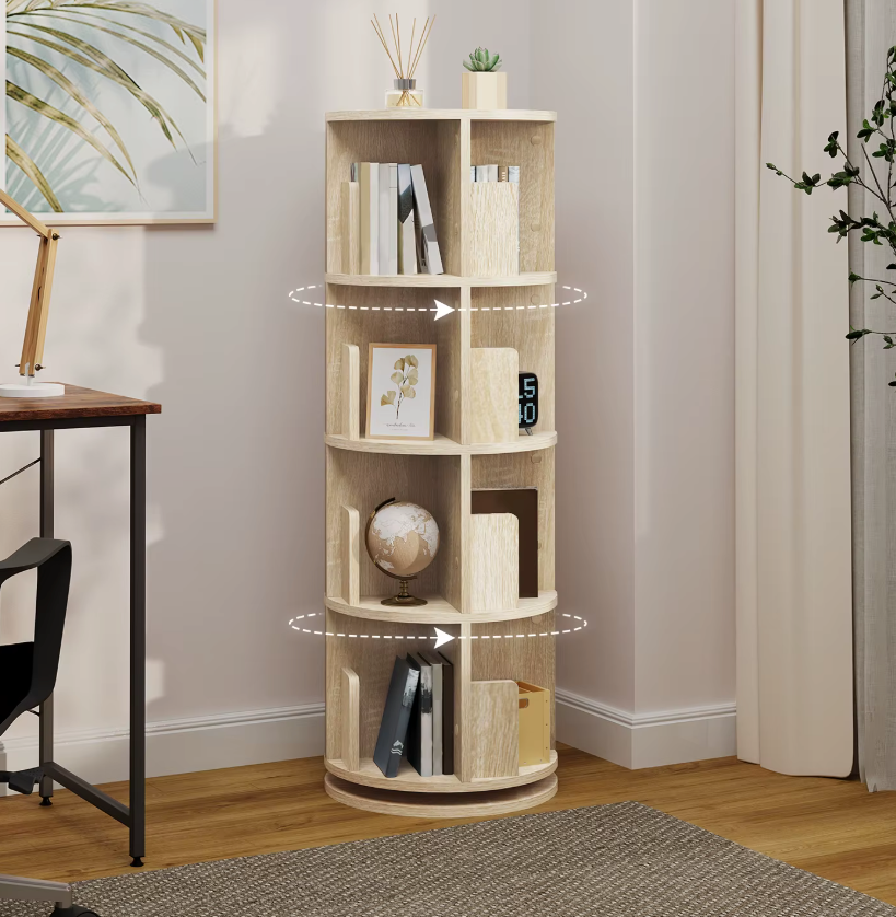 Roterende Boekenkast met 4 Niveaus  – Kast met Draaimechanisme
