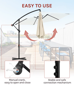 Sedia Vrijstaande Parasol met Hoes – Waterdichte en Kantelbare Hangparasol met UV-bescherming