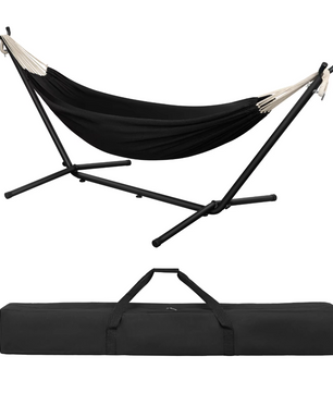 Dubbele Hangmat met Standaard – 250 kg Capaciteit – Voor 2 Personen – 280x105x100 cm – Inclusief Draagtas