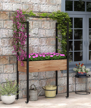 Sedia Plantenbak Tafel met Wielen en Trellis – Verhoogde Plantenbak