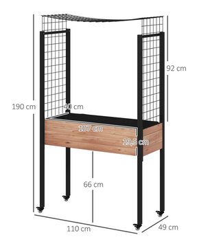Sedia Plantenbak Tafel met Wielen en Trellis – Verhoogde Plantenbak