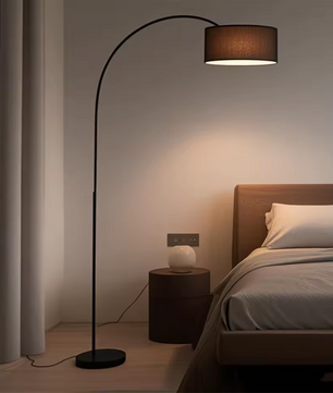 Verstelbare Booglamp met LED Zwart – Staande Vloerlamp met Driekleurenlicht