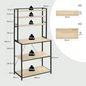 Stellingkast met 6 Planken – Zwart + Rustiek Bruin / Zwart + Licht Eiken