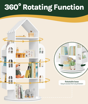 Kinderkast – Roterende Boekenkast – Massief Hout – Wit