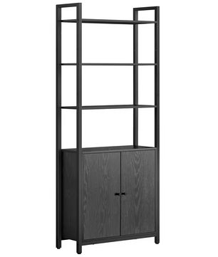 Stellingkast Met 6 Niveaus – Zwart en Ebbenhout – Metalen Frame