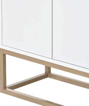 Modern Design Dressoir – Minimalistische 4-Deurs Handloze Buffetkast – Wit