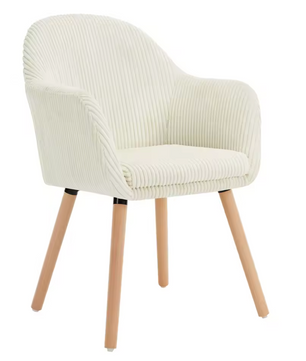 Moderne Eetkamerstoel met Armleuningen – Gestoffeerde Corduroy Keukenstoel – Scandinavisch Design – Comfortabele Rugleuning – Meerdere Kleuren