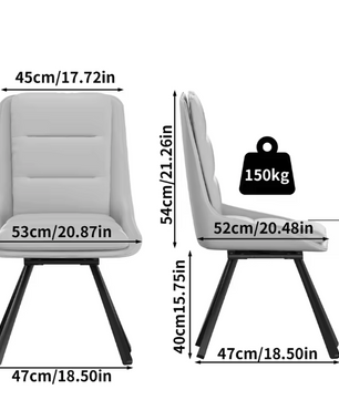 Set van 2 Luxe Draaibare Eetkamerstoelen – 360° Swivel – Gestoffeerd met Hoge Rugleuning