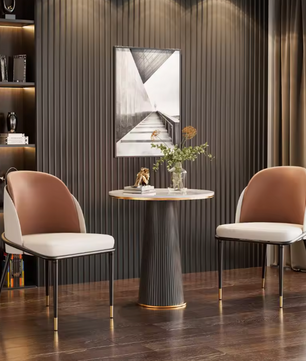 Set van 2 Luxe Gestoffeerde Eetkamerstoelen – Microvezel Siliconenleer – Met IJzeren Poten en Dubbele Rugleuning