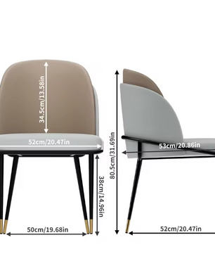 Set van 2 Luxe Gestoffeerde Eetkamerstoelen – Microvezel Siliconenleer – Met IJzeren Poten en Dubbele Rugleuning