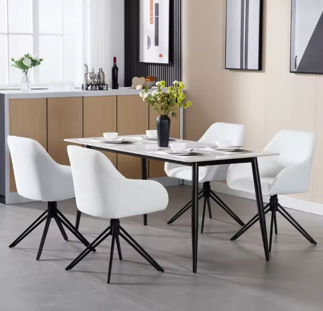 2 stks/set Corduroy Draaibare Eetkamerstoelen Ergonomische Gestoffeerde Keukenstoelen met Armleuningen Rugleuning Lounge Stoel voor Woonkamer