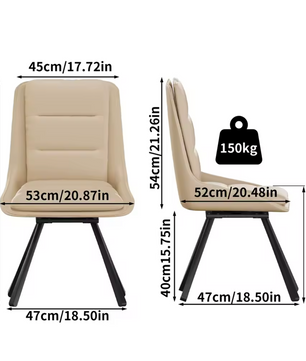 Set van 2 Luxe Draaibare Eetkamerstoelen – 360° Swivel – Gestoffeerd met Hoge Rugleuning