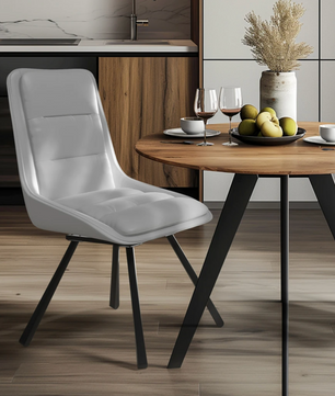 Set van 2 Luxe Draaibare Eetkamerstoelen – 360° Swivel – Gestoffeerd met Hoge Rugleuning