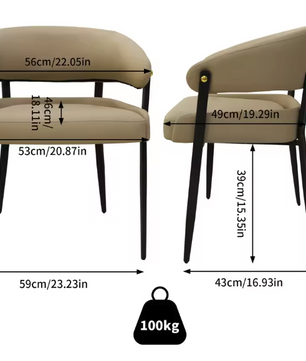 Set van 2 Luxe Eetkamerstoelen – Gewatteerde Zitting & IJzeren Frame – Microvezelleer Stoelen