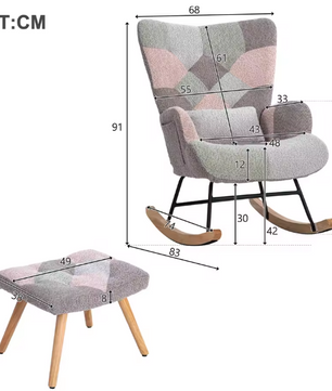 Comfortabele Schommelstoel met Voetsteun – Rubberen Houten Frame – Loungestoel voor Ontspanning