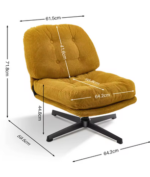 Moderne Opvouwbare Accentstoel met Poef – 360° Draaibare Getufte Loungestoel – Bouclé Stoffering & Verdikt Kussen – Voor Woonkamer en Loungehoek