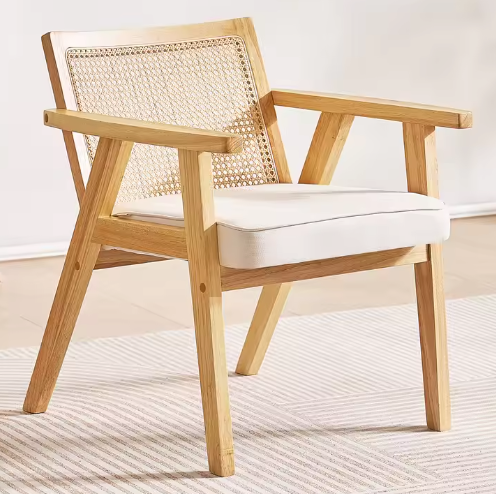 Luxe Rotan Eetkamerstoel – Massief Houten Frame