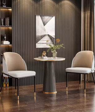 Set van 2 Moderne Eetkamerstoelen – Tweekleurig Microvezelleer & Zwart Metalen Frame, Comfortabel en Stijlvol