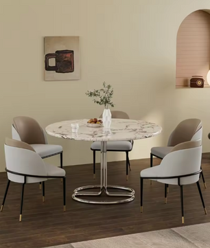 Set van 2 Moderne Eetkamerstoelen – Tweekleurig Microvezelleer & Zwart Metalen Frame, Comfortabel en Stijlvol