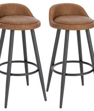 Set van 2 Barkrukken – Fluwelen Zitting met Voetsteun, Modern Design voor Keuken of Bar