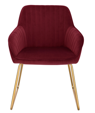 Vintage Fluwelen Eetkamerstoel – Met Armleuningen & Metalen Poten, Ergonomisch Design