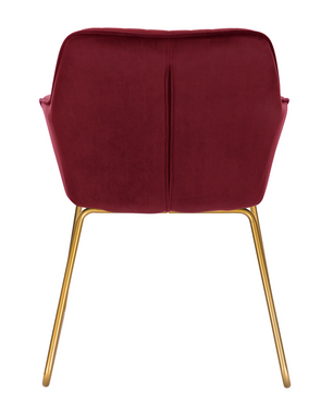 Vintage Fluwelen Eetkamerstoel – Met Armleuningen & Metalen Poten, Ergonomisch Design
