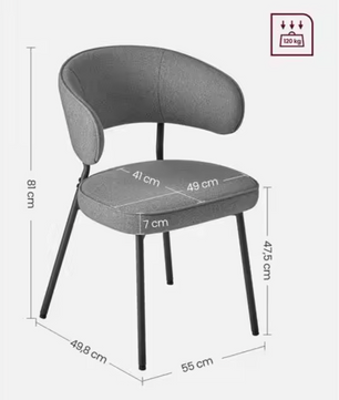 Gestoffeerde Eetkamerstoel Donkergrijs – Comfortabele Zitting, 1 Stuk