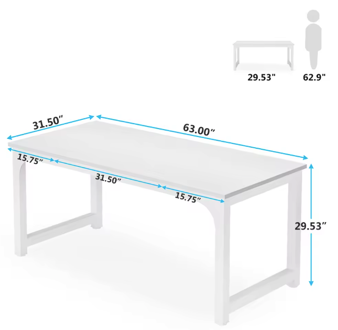 Modern Groot Bureau – 160 cm Werktafel met Stalen Frame