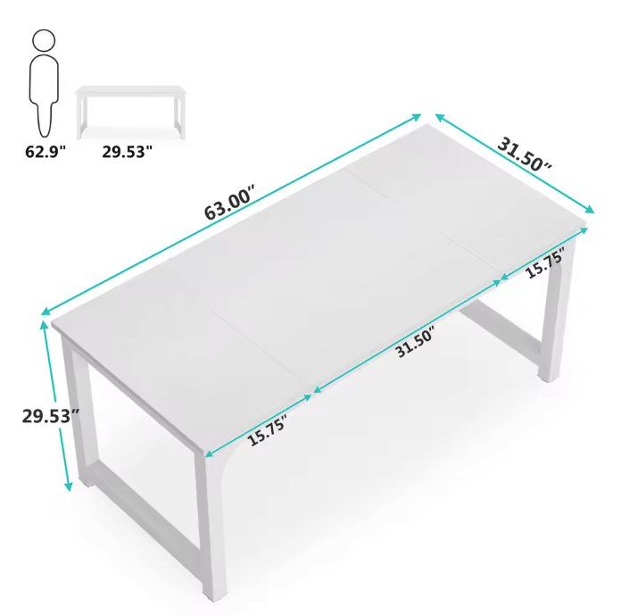 Modern Groot Bureau – 160 cm Werktafel met Stalen Frame